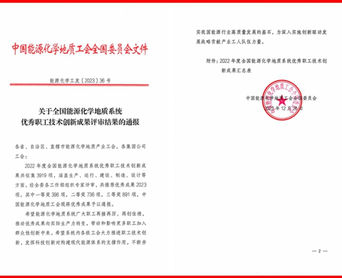 三大队金钻公司一举斩获国家级双奖！